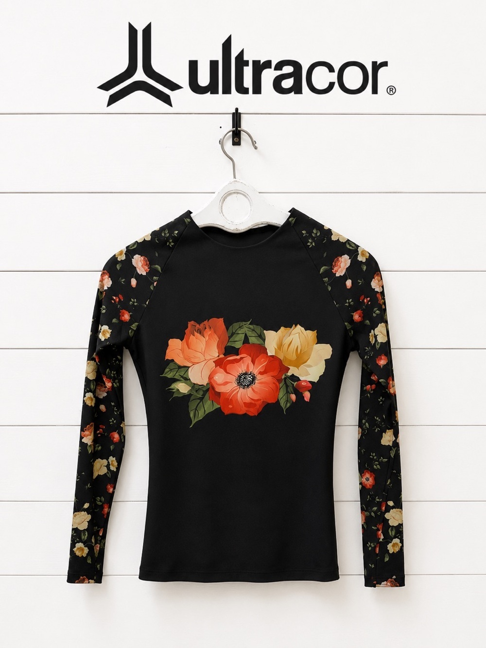 ULTRACOR Floral Long Sleeve Athletic Top size S